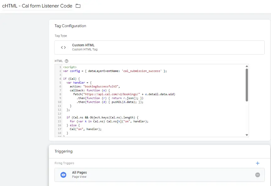 cal.com form listener code